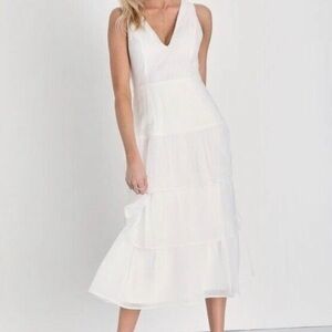 Lulu's Chiffon Tiered Midi Dress Womens Size M